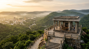 Srivari Padalu Tirumala shrine on Narayanagiri hilltop overlooking the Tirumala temple town