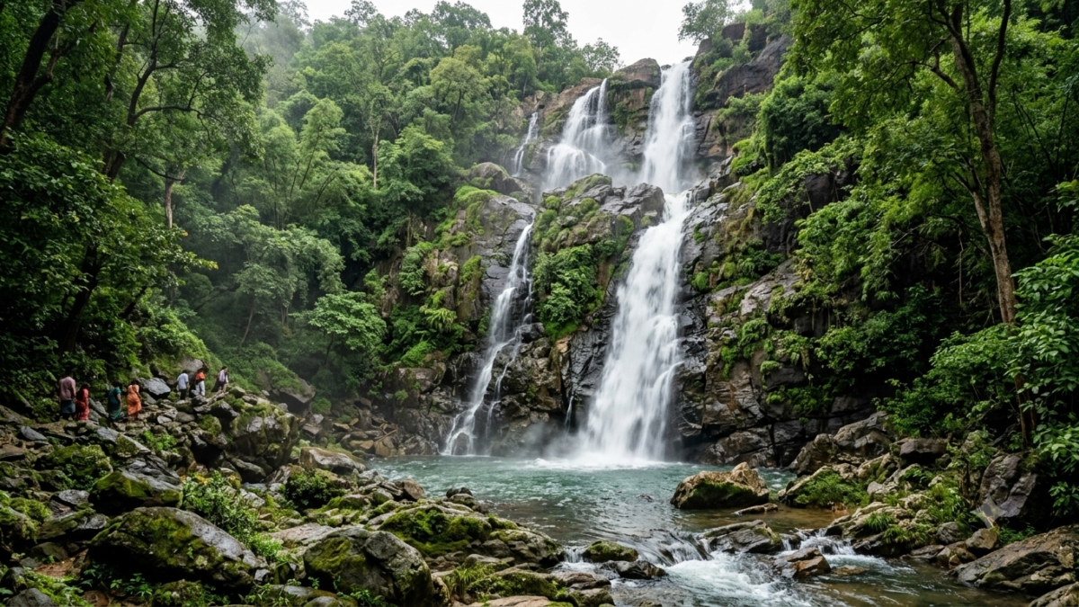 Waterfalls near Tirupati Temple: Talakona falls cascading through Sri Venkateswara National Park forest