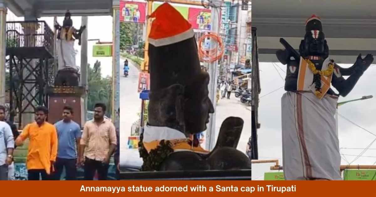 Santa Claus Cap on Annamayya Statue in Tirupati Sparks Tension