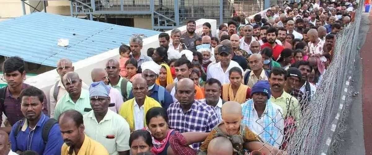 Devotees at Tirumala temple during Vaikunta Dwara Darshan celebrations