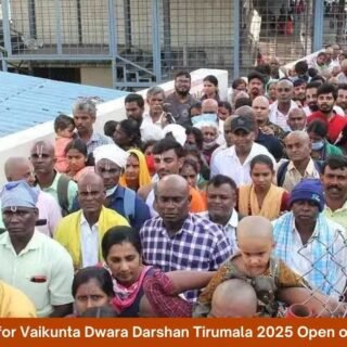 Devotees at Tirumala temple during Vaikunta Dwara Darshan celebrations