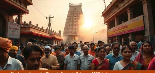 Devotees celebrating a special February 2025 festival at Tirumala.