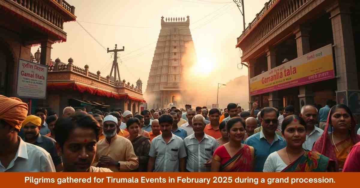 Devotees celebrating a special February 2025 festival at Tirumala.