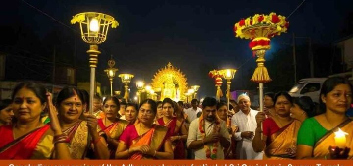 Devotees participating in the concluding procession of the Adhyayanotsavam festival at Sri Govindaraja Swamy Temple, Tirupati.