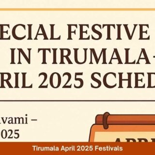 Special Festive Days in Tirumala April 2025 Schedule with key festivals listed in the traditional Indian calendar style.