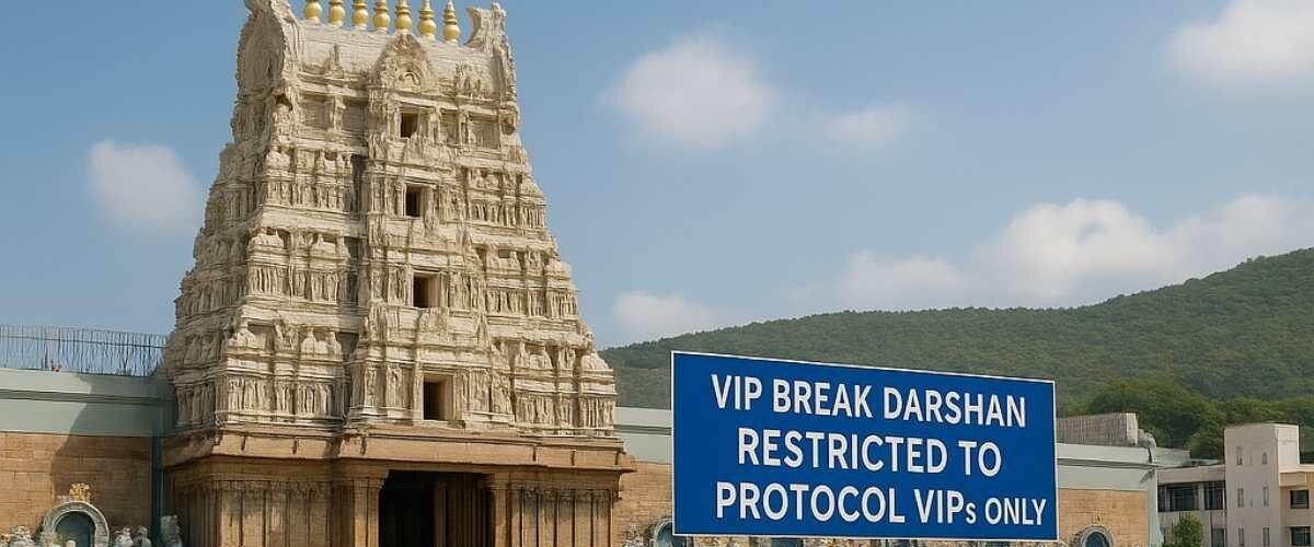 Devotees waiting in queue at Tirumala temple during summer 2025