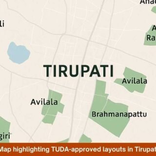 Map highlighting TUDA-approved layouts in Tirupati
