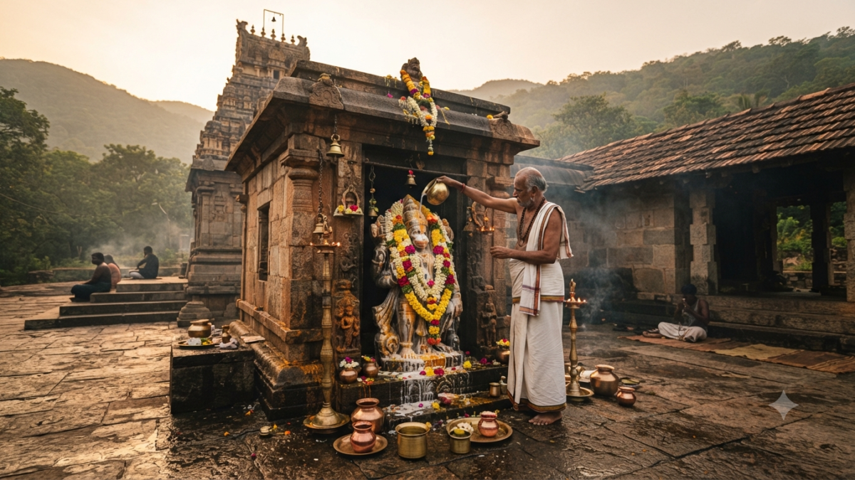 Hanuman Jayanti Tirumala celebrations — dawn abhishekam at a Tirumala Anjaneya shrine