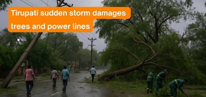 Tirupati sudden storm damages trees and power lines