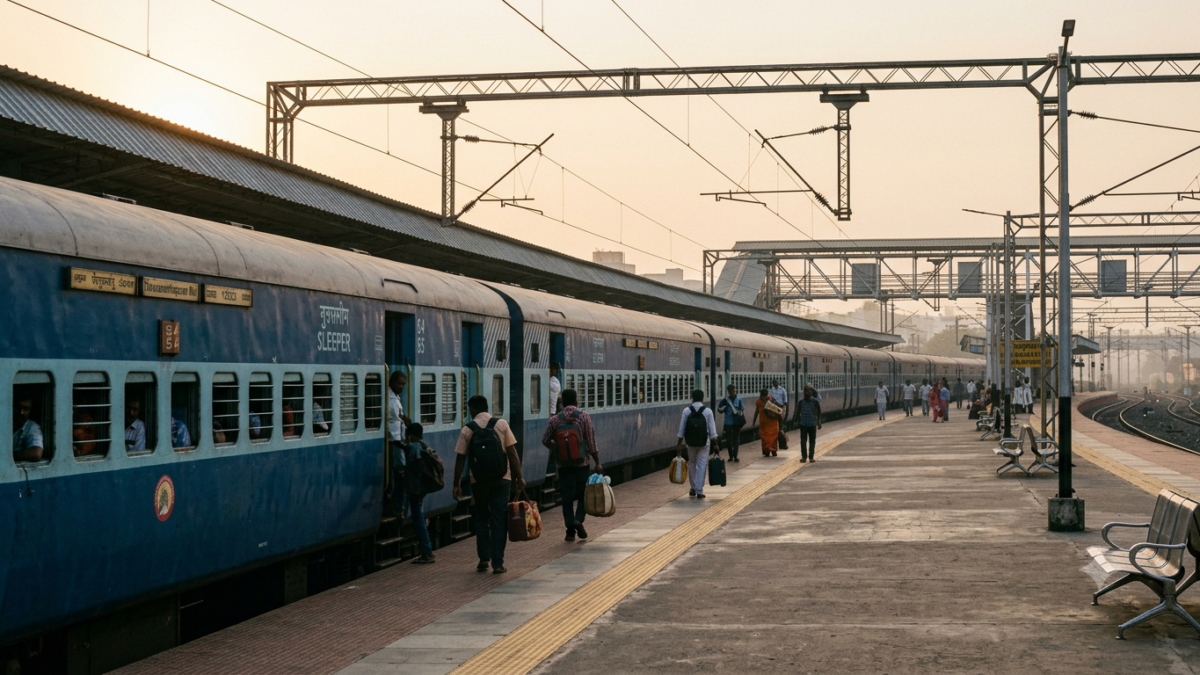 Nanded to Tirupati special trains – express train at an Indian Railways platform