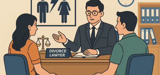 Divorce lawyer consulting a couple in Tirupati office