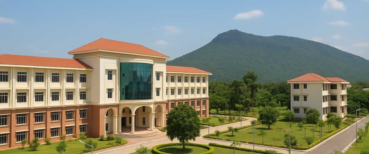 Engineering college campus in Tirupati with students walking around
