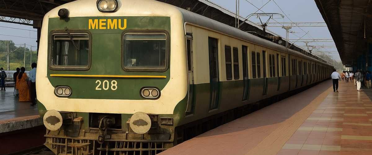 MEMU train at Tirupati railway platform before departure