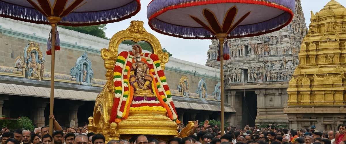 Devotees participating in Sri Govindaraja Swamy Brahmotsavam in Tirupati