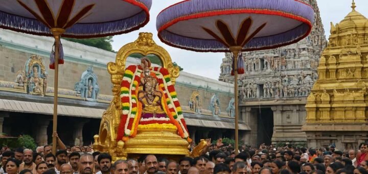 Devotees participating in Sri Govindaraja Swamy Brahmotsavam in Tirupati