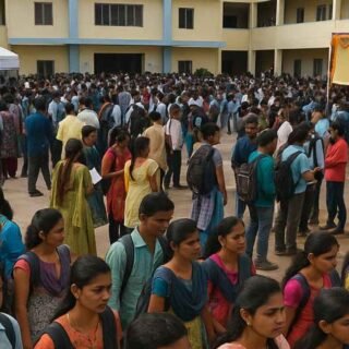 Tirupati Job Mela 2025 at Government IIT College with students registering