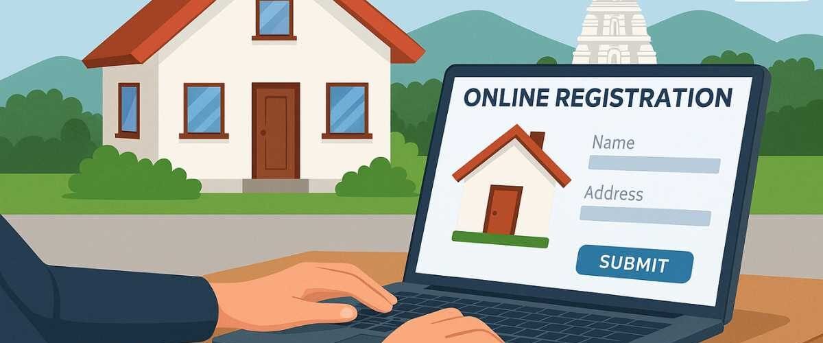 Person registering property online for a new home in Tirupati