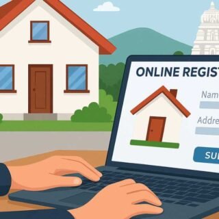 Person registering property online for a new home in Tirupati