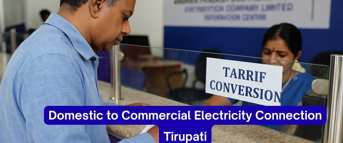 Filing tariff change request at APSPDCL office in Tirupati