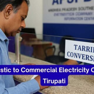 Filing tariff change request at APSPDCL office in Tirupati