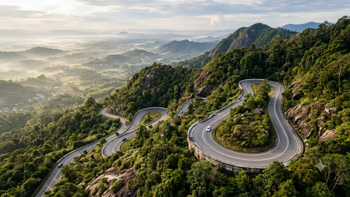 Tirupati road safety: hairpin bends on the Alipiri ghat road climbing to Tirumala