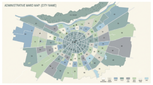 Tirupati Municipal Corporation wards map showing the city's 50 election divisions and merged suburban areas