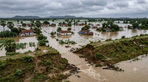 Rayalacheruvu bund breach floods fields and homes in KVB Puram, Tirupati district