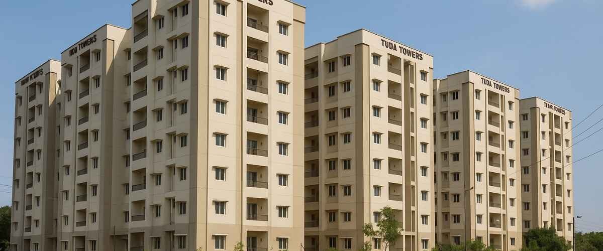 TUDA Towers Tirupati apartment complex front view for rent by owner