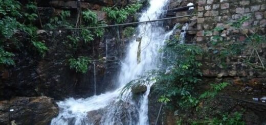 Pilgrims Tirumala Teertham Akasaganga sacred waterfall near Tirumala.