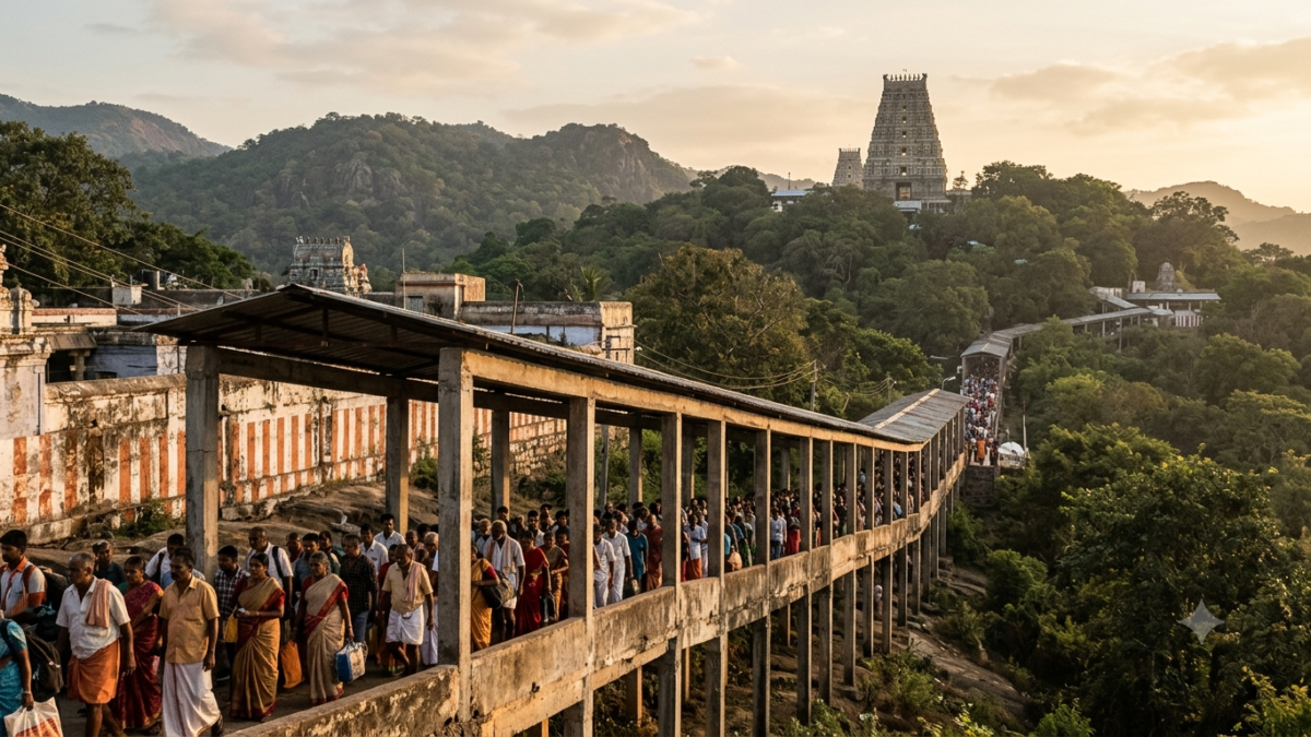 August quota tickets Tirumala pilgrims in the covered darshan queue at Tirumala