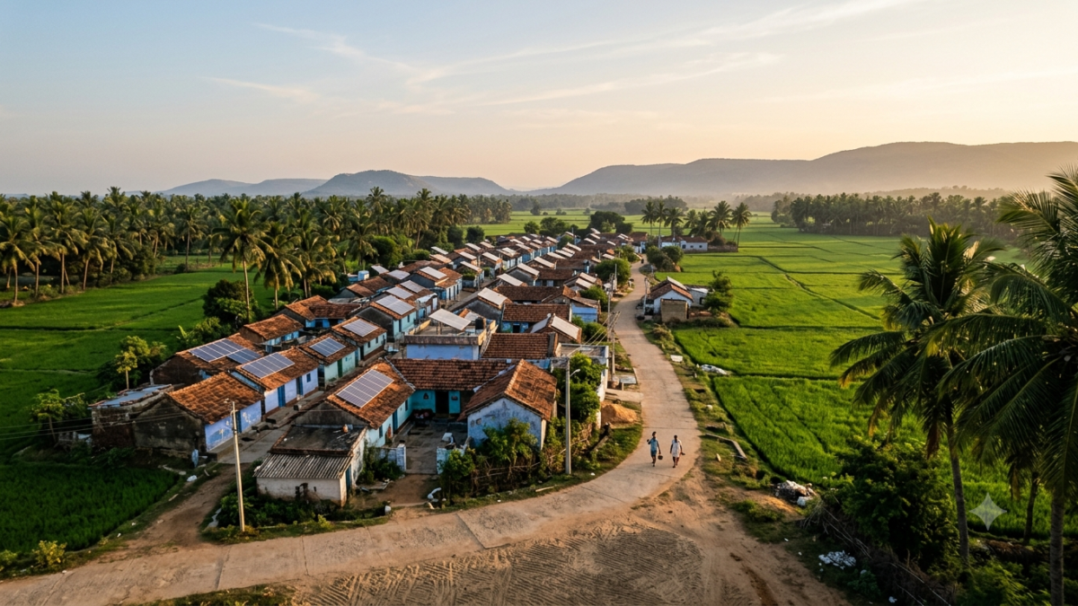 Chittoor panchayats national awards: solar rooftops over a green South Indian village