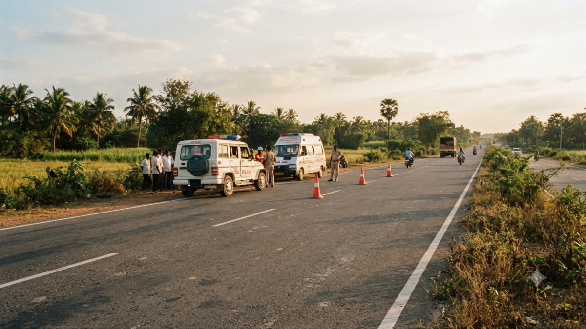 Narayanavanam road accident representational highway emergency scene near Tirupati
